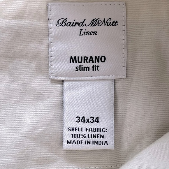 Murano Baird McNutt Linen Alex Slim Fit Flat Front Dress Pants Mens wedding - Picture 8 of 9